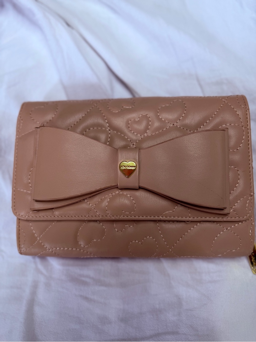 BJ. Women'S Bow Quilted Wallet in Dusty Pink